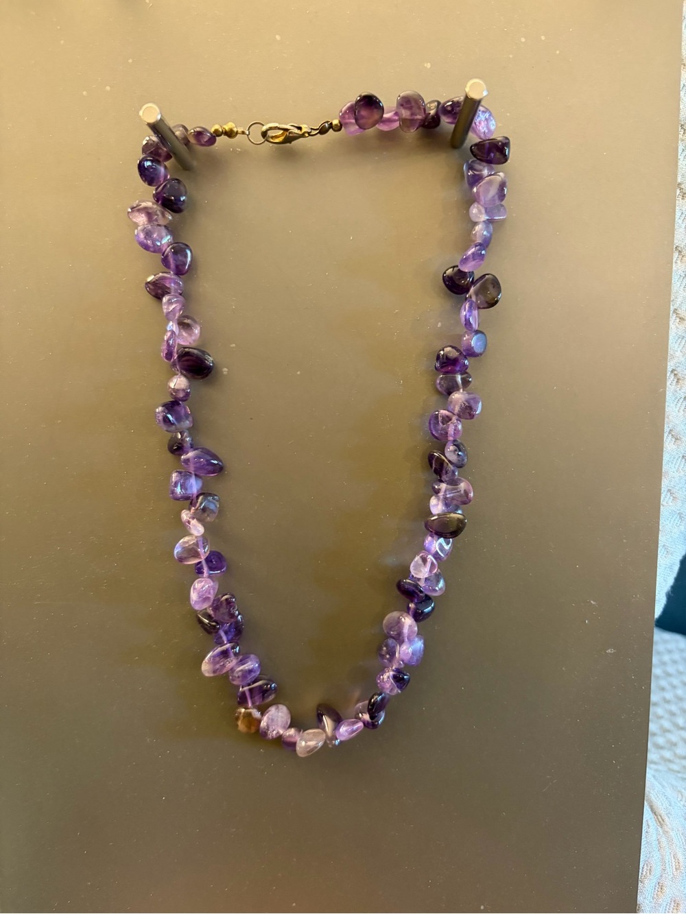Amethyst Chip Bead Necklace - Purple Gemstone Strand
